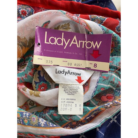 Vintage 1970s Lady Arrow Peasant Blouse, Size Small, Floral and Paisley Print - Picture 4 of 10